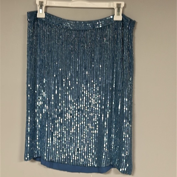 INC International Concepts Dresses & Skirts - INC Glass beaded and sequined silk skirt, lovely heaviness, Ice Blue, Lined, 6